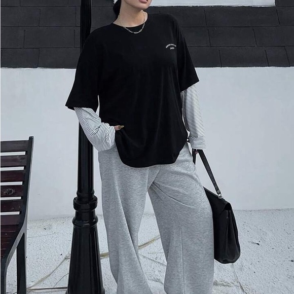 SHEIN Dazy Plus Color Block Letter Print Loose Round Neck Plus Size T-Shirt - Picture 2 of 8